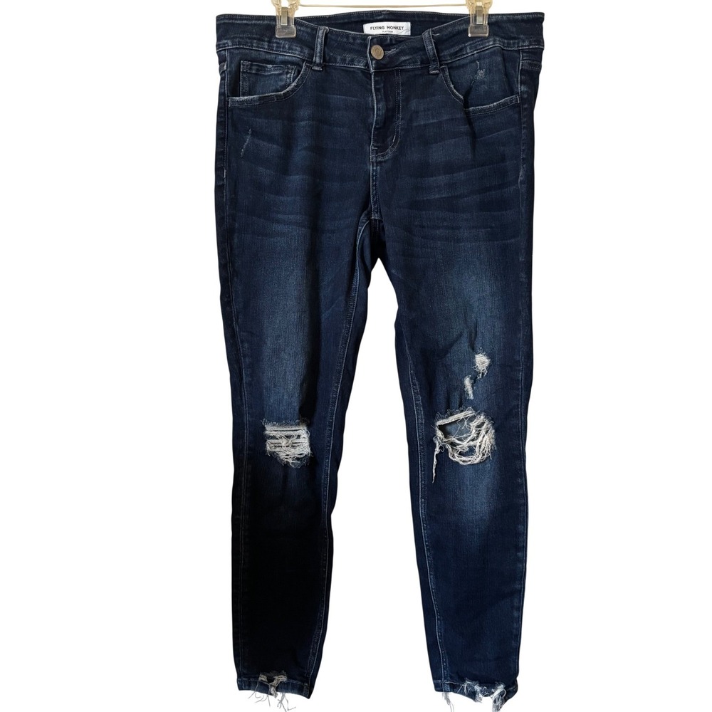 Flying Monkey Platinum Women's Jeans 14W Hi Rise Distressed Plus‎ Size